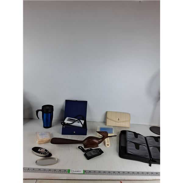 Blood Pressure Monitor, Coffee Mug, Wallet, CD Case, Misc