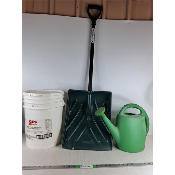 *Green snowtuf Shovel,  Plastic Watering Can, 5 Gallon Pail- Cannot ship
