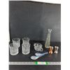 Image 1 : (4) Drinking Glasses, Shot Measuring Cups, Porcelain Rice/Soup Spoons, Misc