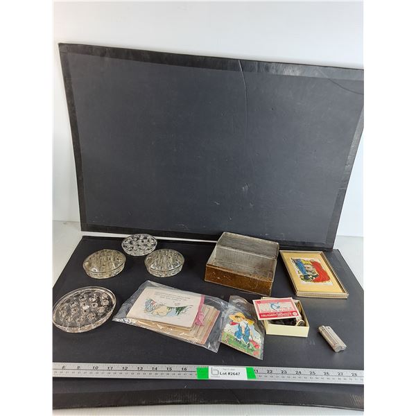 Vintage Clear Glass Frogs, Tin Vintage Box, Picture Frame, Misc