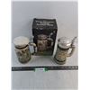 Image 1 : (2) Vintage Avon Ceramic Beer Steins (Football w/Original Box & English Setter/Rainbow Trout)