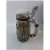 Image 4 : (2) Vintage Avon Ceramic Beer Steins (Football w/Original Box & English Setter/Rainbow Trout)
