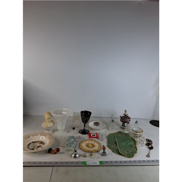 Avon Young Girl Figurine, Vintage Spoon, Salt & Pepper Shakers, Drinking Goblet, Misc