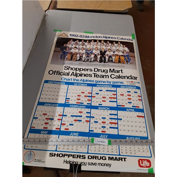 1982-83 Monarch Alpines Calendar Poster- 37"x24"