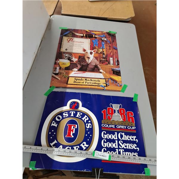 1986 Coupe Grey Cup Poster, Spuds Mackenzie Poster- Up to 24"x18"