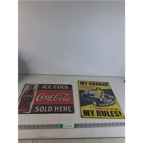 (2) Vintage Novelty Signs- 16"x12"