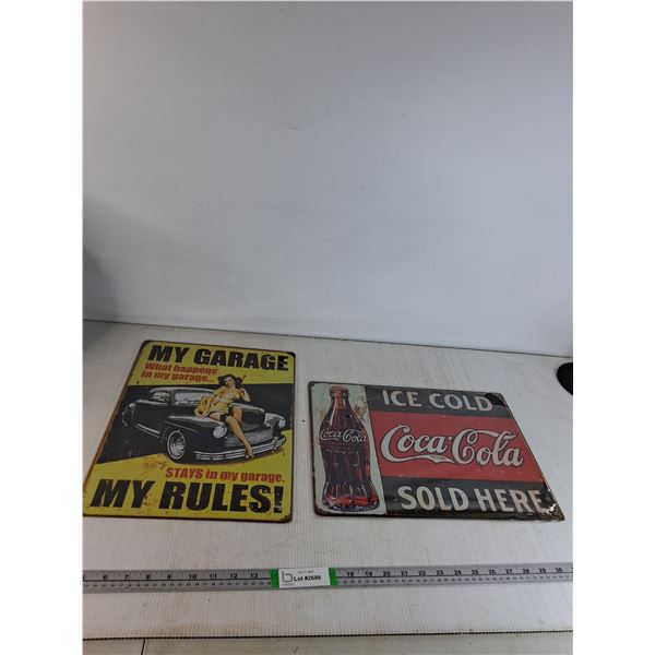 (2) Vintage Novelty Signs -16"x12"