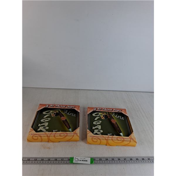 (2) 3D Metal Signs; Cigars