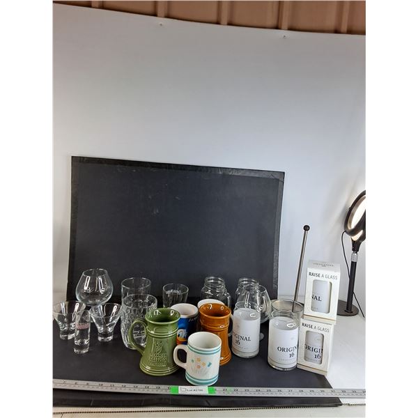 Variety of Drinking Glasses, Shot Glasses, Wine Glasses, Misc - PICK UP ONLY