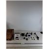 Image 1 : Wooden Knife Block, Blood Pressure Monitor,  Charging Cords, Misc