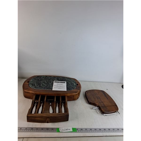 7 Piece Cheese Serving Set With Marble Top