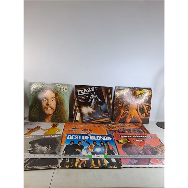 (9) Records;  Ted Nugent, Teaze, Dance little Bird, Aint Misbehavin, John F Kennedy, Misc