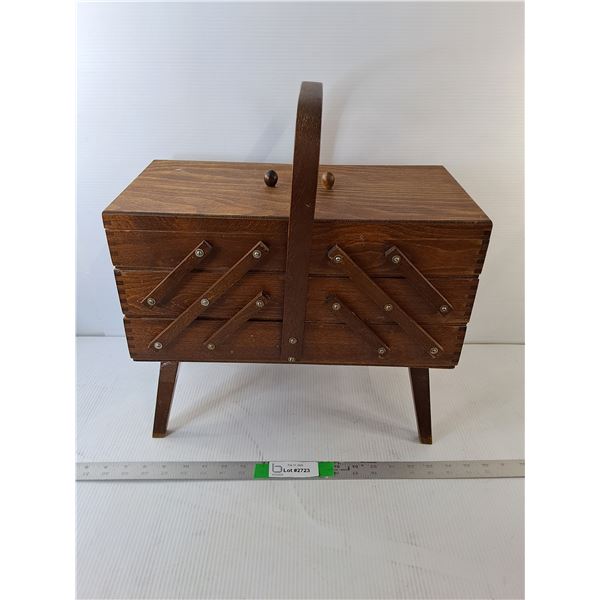 Wooden Accordian Style Sewing Box 16.5" x 8.25" x 18", Cannot Ship