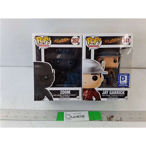 (2) Funko Pop The Flash Figurines- Jay Garrick & Zoom, NIB