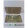 Image 1 : (2) Antique Matching Saskatchewan License Plates- 1974