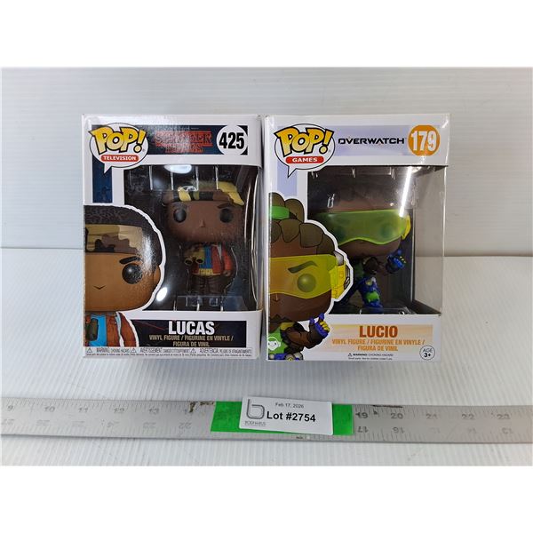 (2) Funko Pop Figurines- Overwatch Lucio & Stranger Things Lucas, NIB