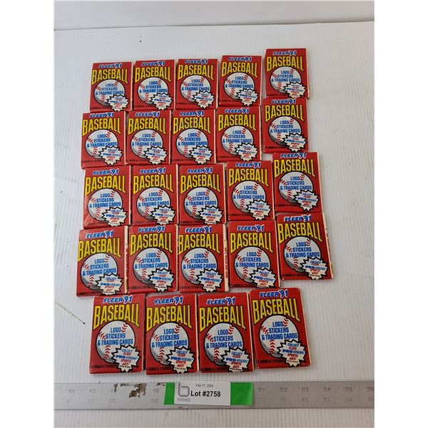 (24) Packs of Fleer '91 MLB Logo Stickers & Trading Cards