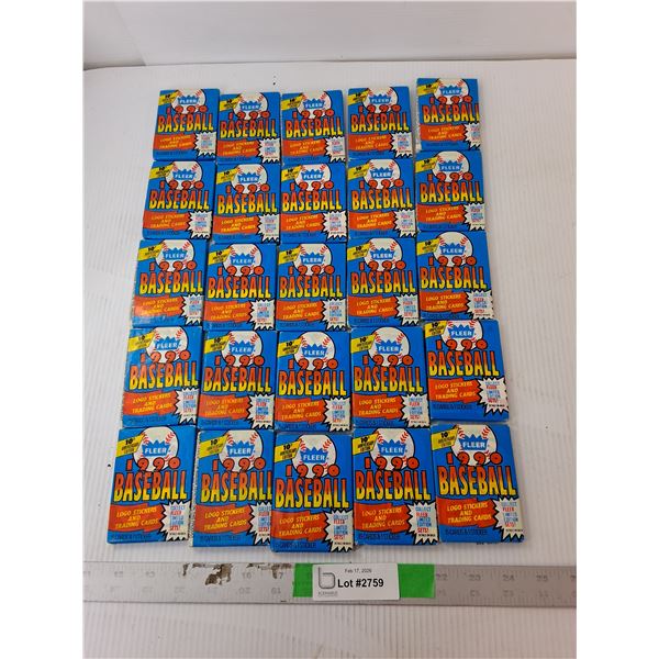 (25) Packs of Fleer 1990 MLB Logo Stickers & Trading Cards, Sealed