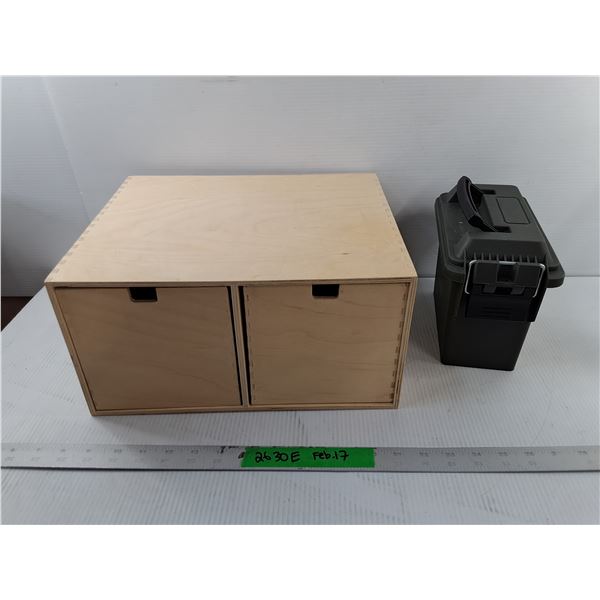 Ammo Box & Wooden Storage Box 13.25" x 10.75" x 6.75"