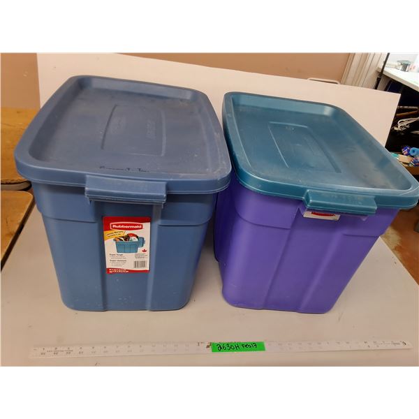 (2) Plastic Storage Totes with Lids- Cannot Ship