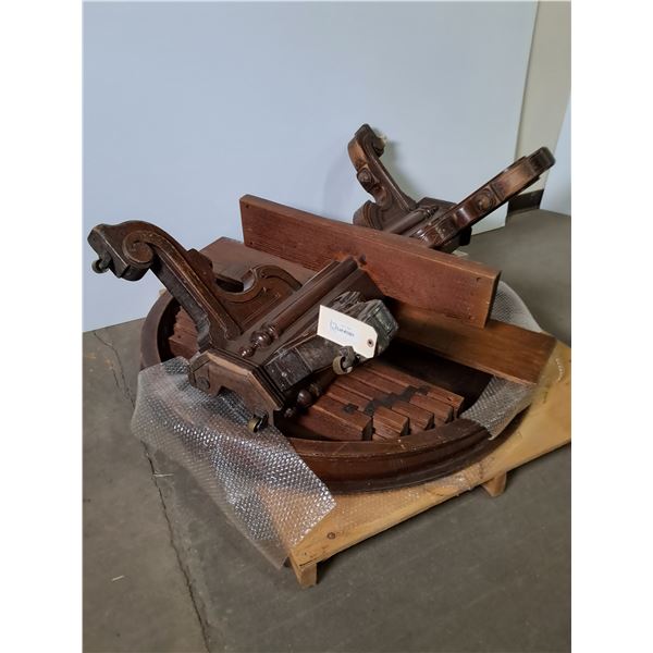 East Lake Style Pedestal Dining Table w/Brass Casters, 8" Leaf - Circa 1880 - 46" Diameter - PU Only
