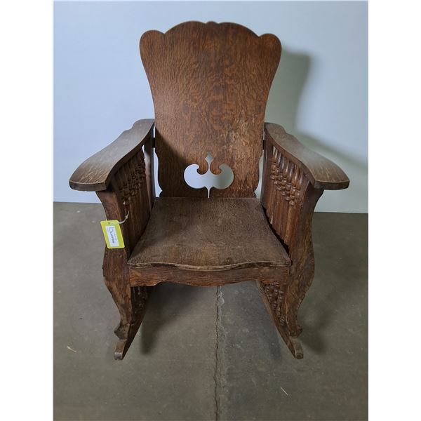 Pre-1930's Ornate Oak Rocking Chair - 35" Runners x 28" Width - Pickup Only