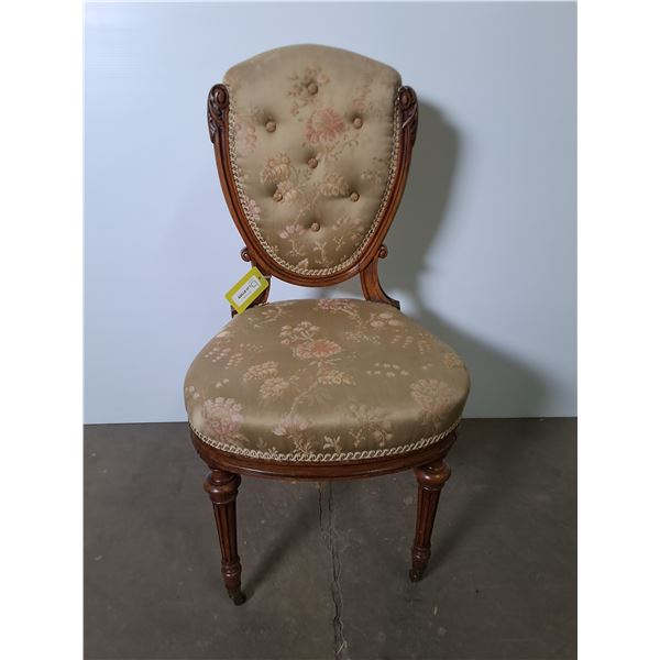 Late 1800's Style English Spoonback Armless Dining Chair w/Front Casters - Pickup Only