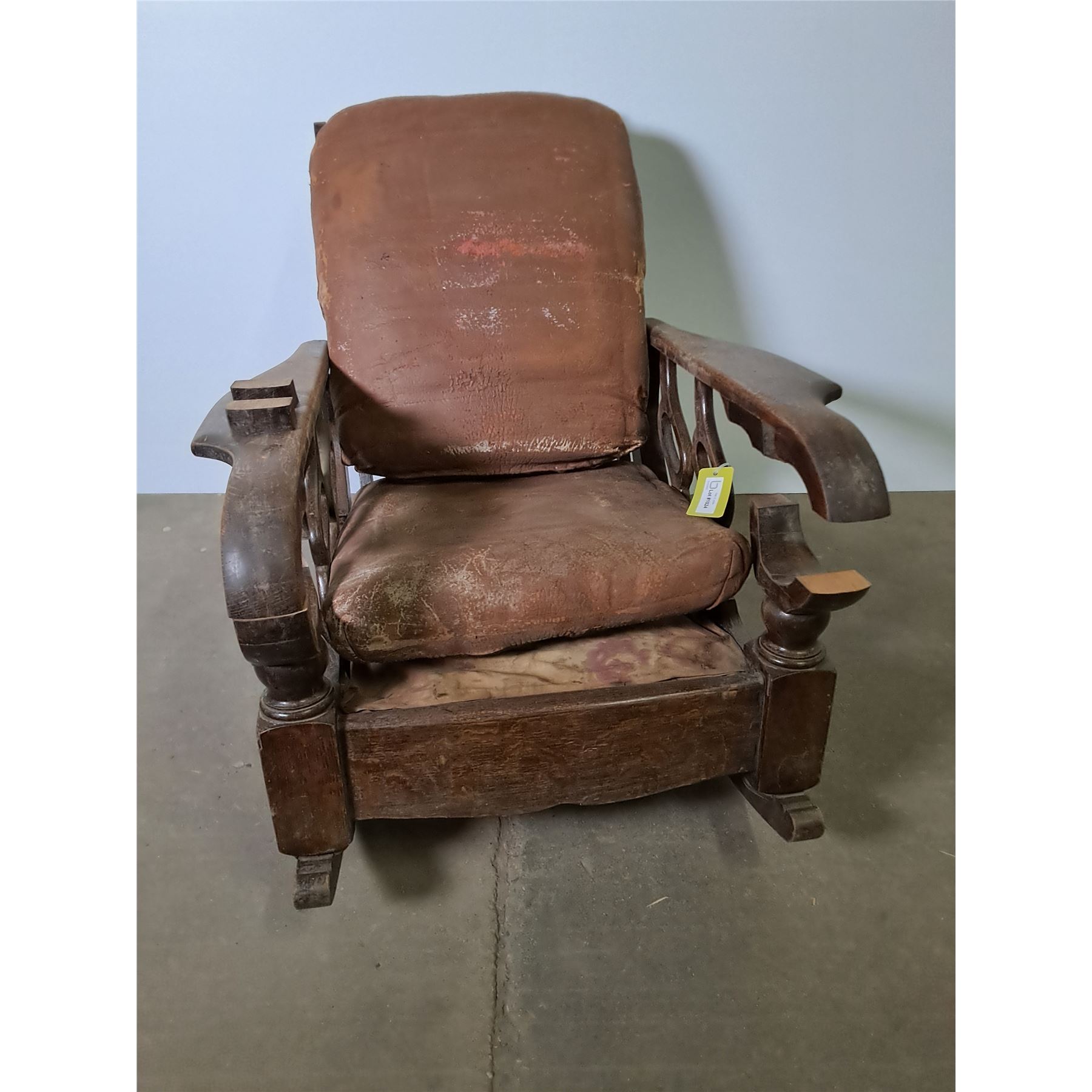 Antique Rocking Chair w/Adjustable Recline, Leatherette Covers - 38 ...