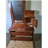 Image 2 : Circa 1910 Wooden Dresser w/Jewelry Box Attached (1 Caster Off) - 44x18x80" ( cannot ship)