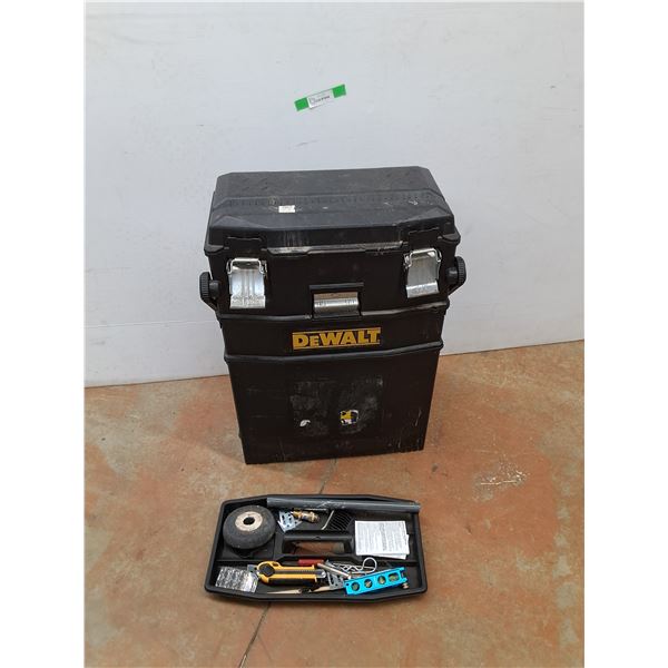 *DeWalt Rolling Toolbox w/Plastic Caddy 28" x 20" x 11", Utility Knife, Shaving Razors, Misc