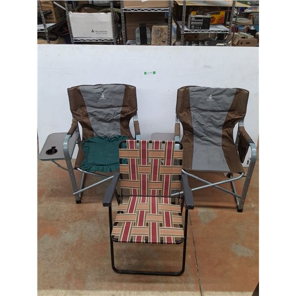*(3) Folding Camping Chairs 36" x 33" x 19", 22" x 19" x 31" - PICKUP ONLY