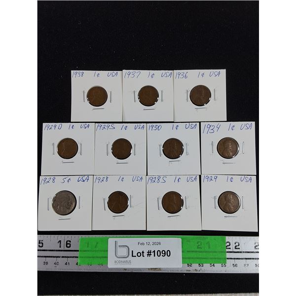 Vintage 1928 - 1938 USA 1 & 5 Cents Coins - Collectible