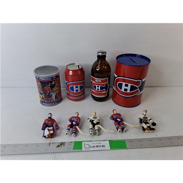 Montreal Canadiens Hockey Figurines, Coin Banks, Beer Bottle