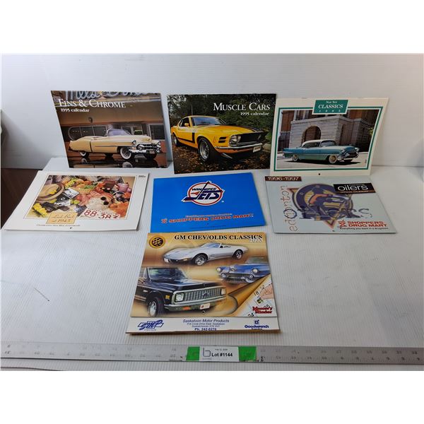 (7) Expired Calendars- Vintage Style, Cars, Hockey