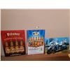 Image 1 : (3) Cardboard Signs- Harley Davidson, Labatt Blue, Pilsner Up to 36" x 24", Cannot Ship