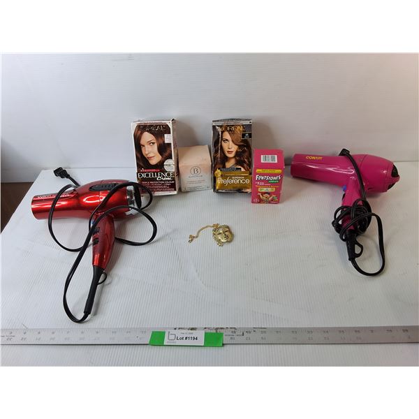(2) Hair Dryers- Power On, Bath Bomb, Hair Dye, Misc - PICK UP