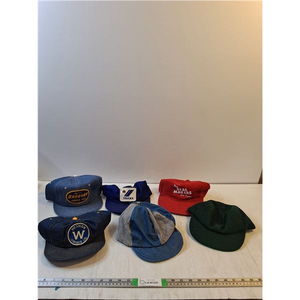 (6) Ball Caps; Western Concrete, Trucks,  The Deal Makers,  Brodshy Const., Misc