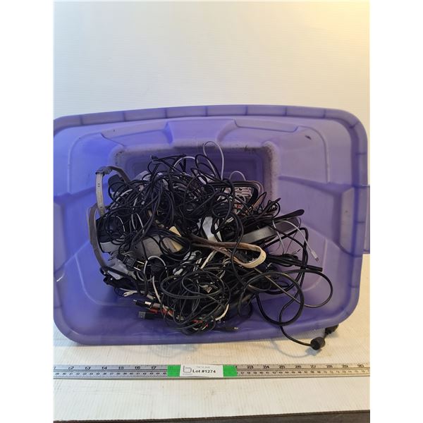 *Storage Tote Of Various Wires, Powerbars, Security Cameras,  Misc (Box 21"x16"x16", cannot ship)