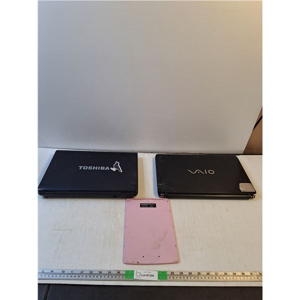 (2) Laptops; Tobisha, Sony, Scrimemo (for parts,as is)