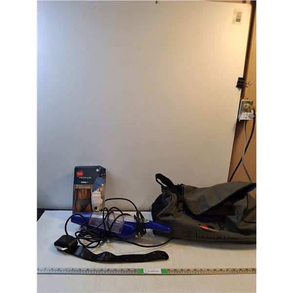 Mens Hanes Underwear, Steamcleaner (powers on), Belt, Champions Duffel Bag