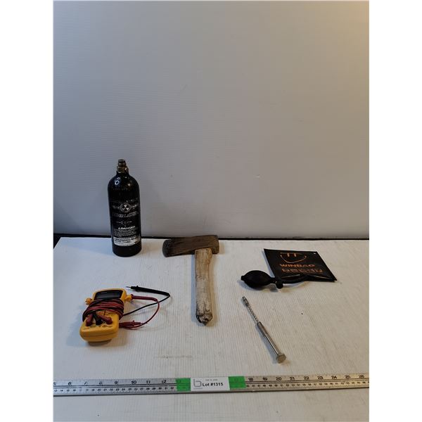 20 OZ C02 Tank, Hatchet, Digital Multimeter, Winbag, Misc-Cannot Ship