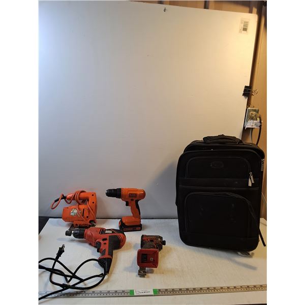Black Suitcase, Craftsman Impact Driver, Black & Decker Cordless & Corded Drill, Skill Saw-all as is