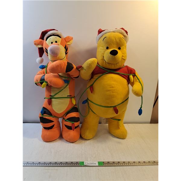 Winnie The Pooh & Tigger Stuffies Wrapped in Xmas Lights 25" - PICK UP ONLY
