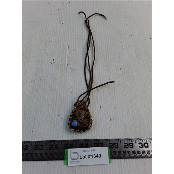 "Indigenous Themed" Leather Pendant/Necklace - As is