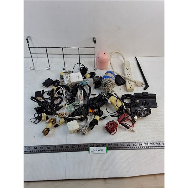 Assorted Power Cords & Adaptors, Power Bar, Door Hanger