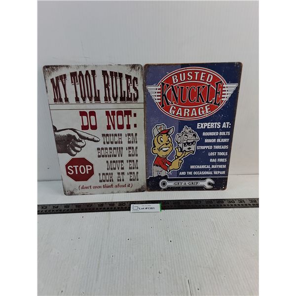 (2) 8" x 12" Metal Novelty Signs