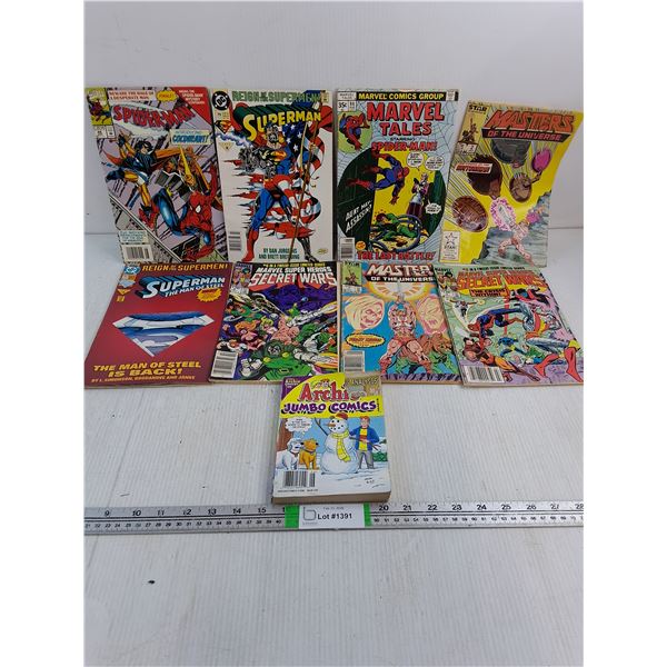 (8) Comic Books Including (2) Superman,(2) Masters of the Universe and (1) Archie Jumbo Digest