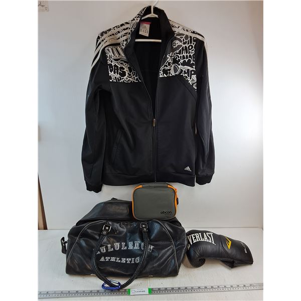 Adidas Jacket-Small,Lululemon Gym Bag,First Aid Kit,(1) Training Boxing Glove