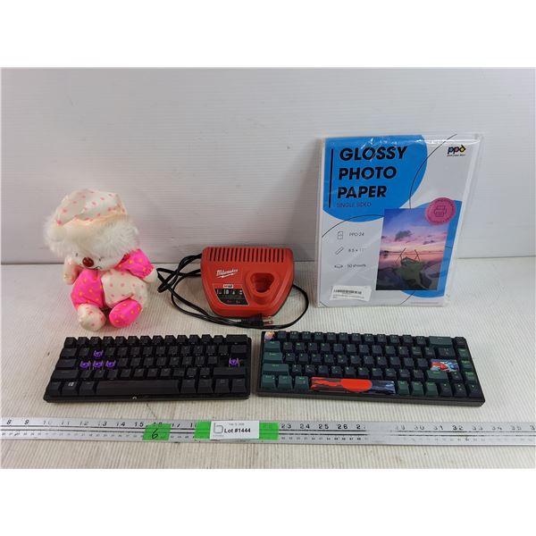 Musical Clown Doll, Milwaukee M12 Battery Charger, (2) Keyboards, As Is, Glossy Photo Paper