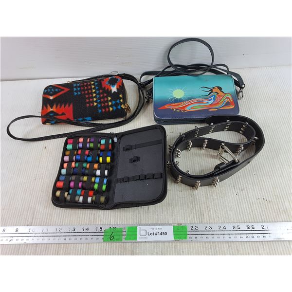 Goth Style Belt, Sewing Thread, (2) Woman's Clutches